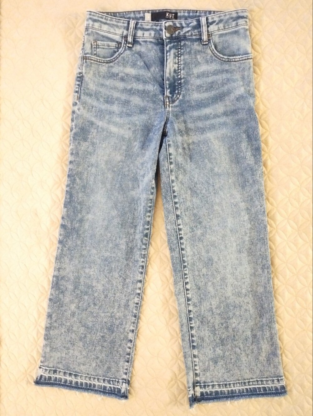 Kut from the Kloth Charlotte Fab Ab Culotte High Rise Acid Wash Wide Crop
